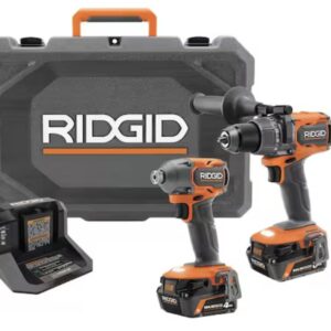 RIDGID 18V Brushless 2-Tool Combo Kit with 6.0 Ah and 4.0 Ah MAX Output Batteries, Charger and Hard Case