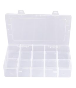 qudqju tackle box organizer plastic organizer box with dividers bead organizer box container clear snackle box container large 15 grid box organizer