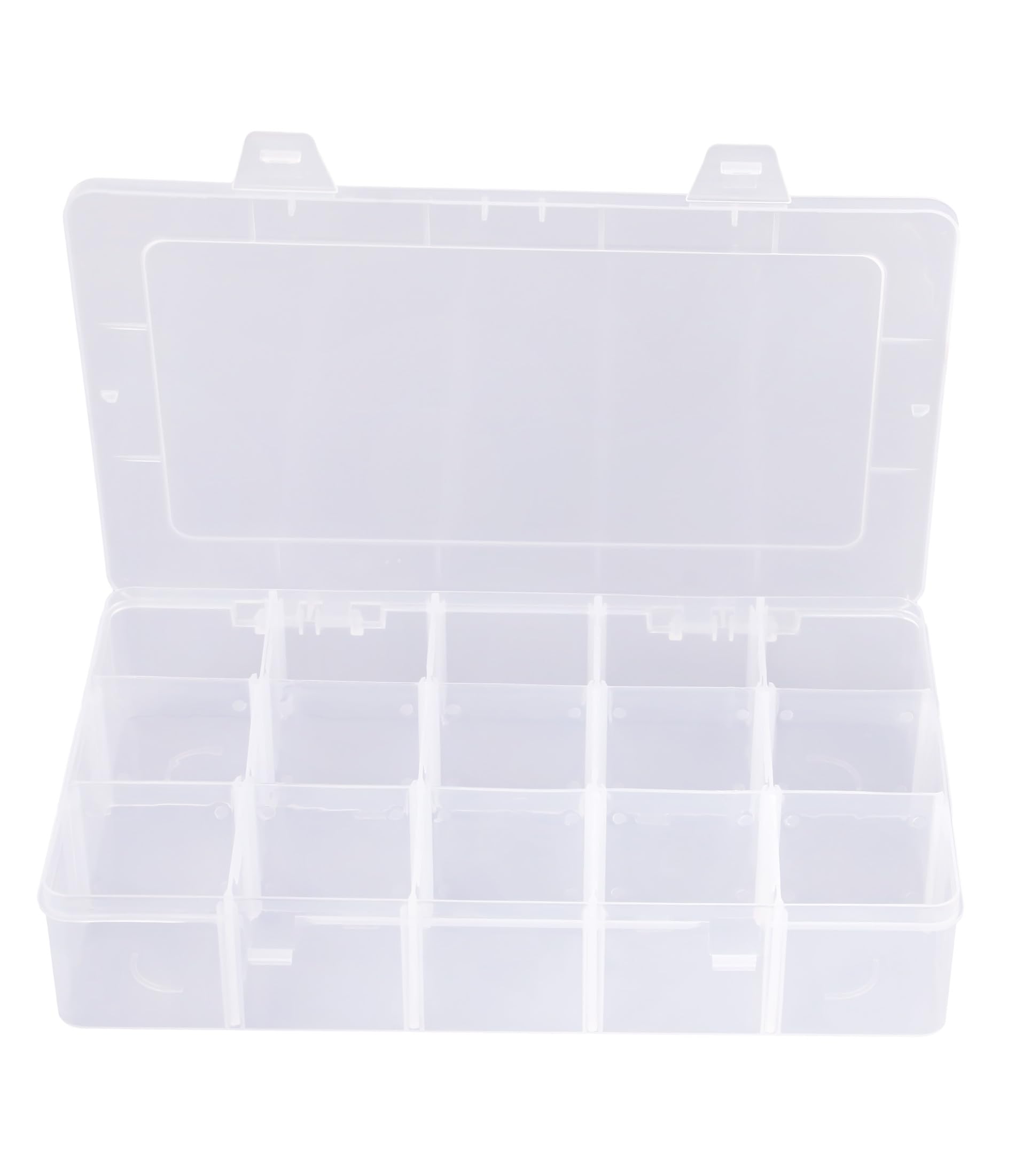 Qudqju Tackle Box Organizer Plastic Organizer Box with Dividers Bead Organizer Box Container Clear Snackle Box Container Large 15 Grid Box Organizer