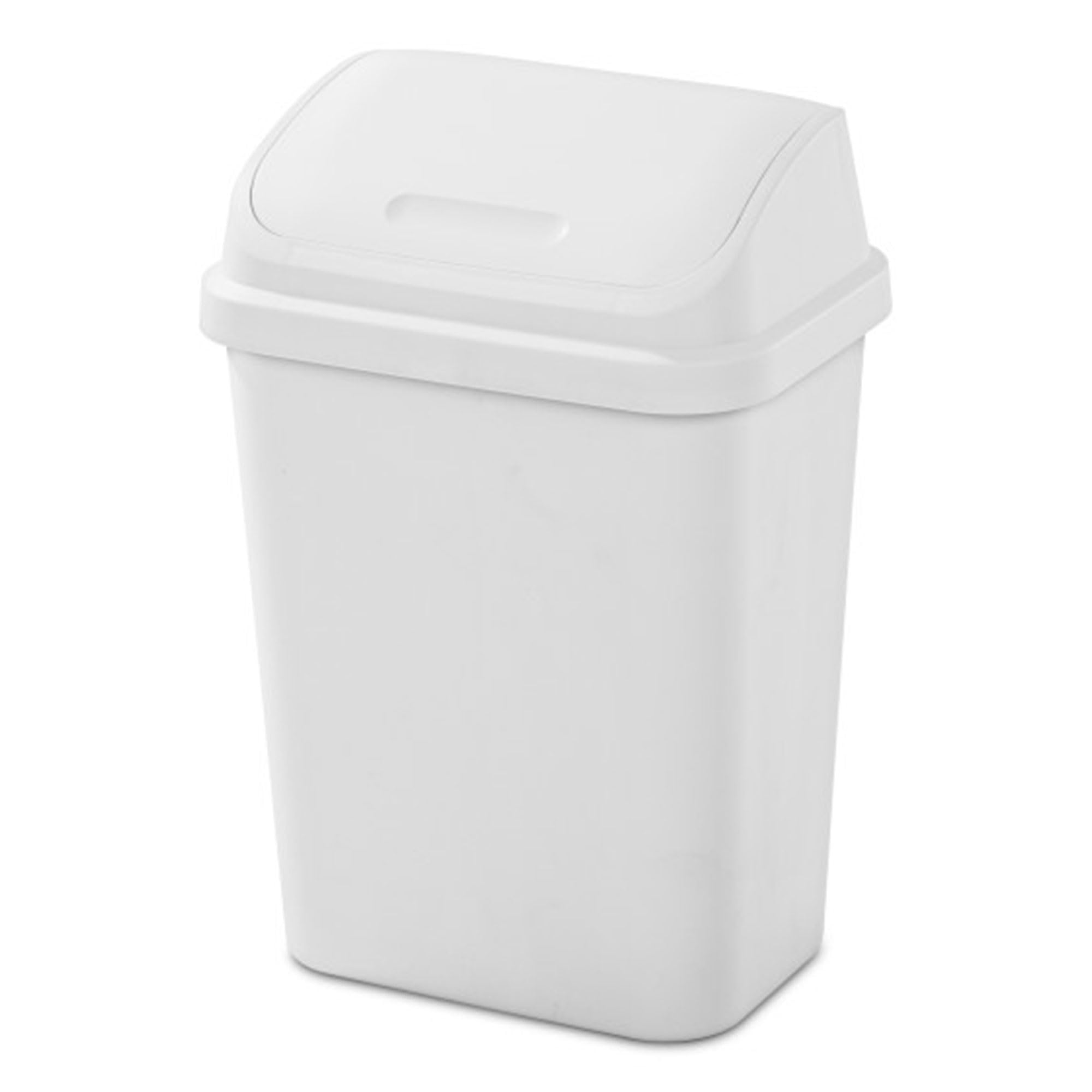 Sterilite 7.8 Gallon SwingTop Wastebasket, Plastic Trash Can with Lid and Compact Design for Kitchen, Office, Dorm, or Laundry Room, White (6 Pack)