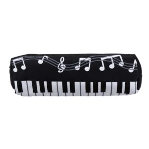 oxford cloth pencil case,single layer musical pencil cases, square single layer music notes piano keyboard pencil case(black)