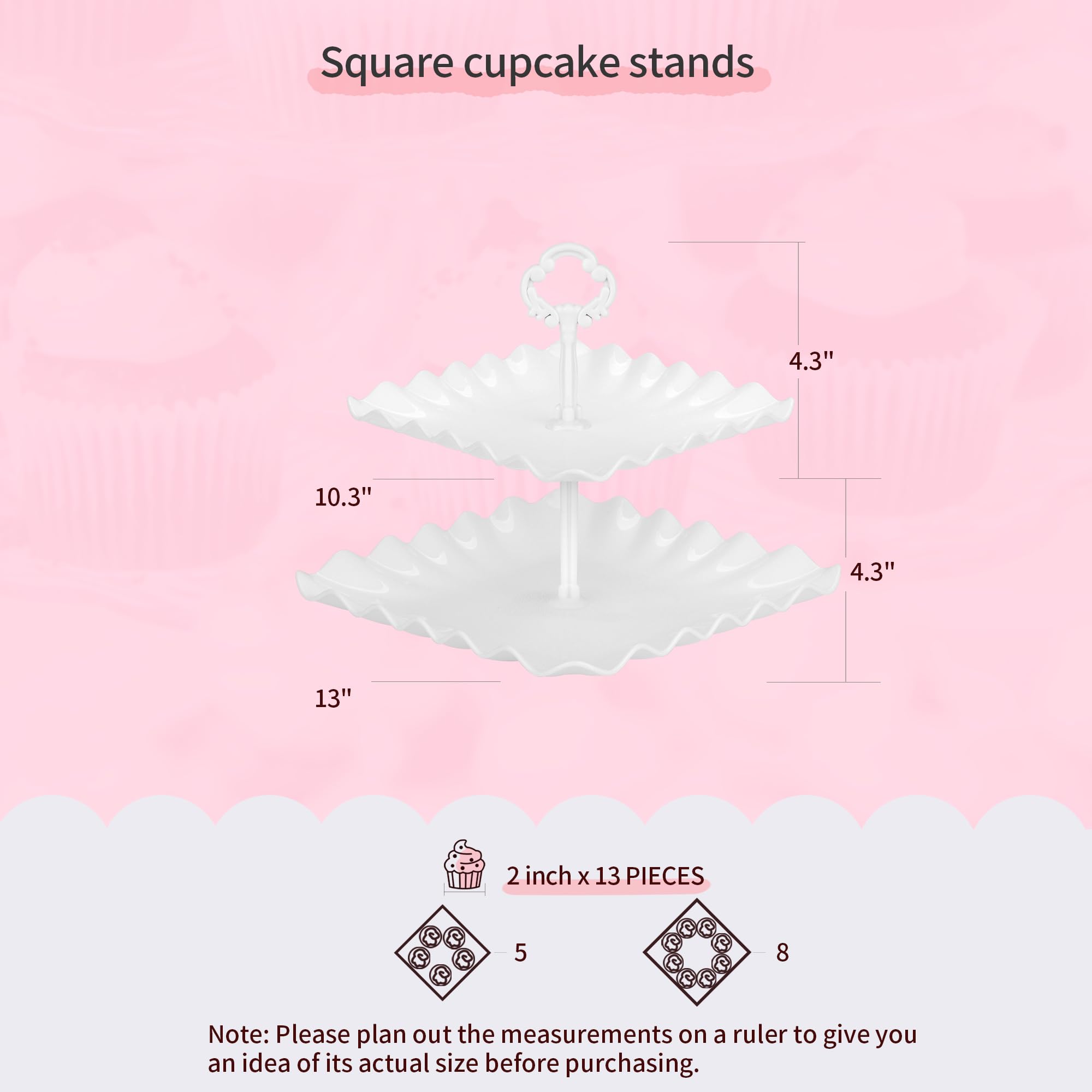 Pack of 10 NWK Cake Stand, Cupcake Stand, with 3 x Two-Tier Cupcake Stands, 3 x Three-Tier Cupcake Stands, 4 x Appetizer Trays, for Birthday Baby Bridal Shower Party (White)