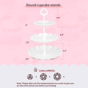 Pack of 10 NWK Cake Stand, Cupcake Stand, with 3 x Two-Tier Cupcake Stands, 3 x Three-Tier Cupcake Stands, 4 x Appetizer Trays, for Birthday Baby Bridal Shower Party (White)