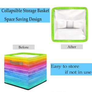 13x13x13 Storage Cube Bins Cute Rainbow Storage Cubes 13 inch Collapsible Storage Bins Cubby Storage Baskets for Organizing Shelf Cabinet Bookcase Boxes