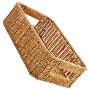 VOSAREA Wicker Baskets Rattan Woven Baskets Seagrass Storage Baskets for Shelves Rectangular Basket Rattan Toilet Tank Basket