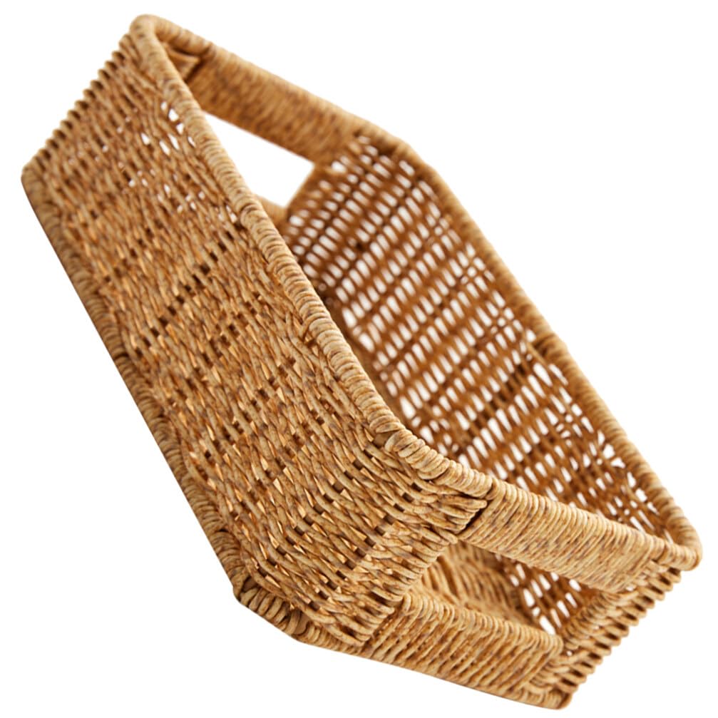 VOSAREA Wicker Baskets Rattan Woven Baskets Seagrass Storage Baskets for Shelves Rectangular Basket Rattan Toilet Tank Basket