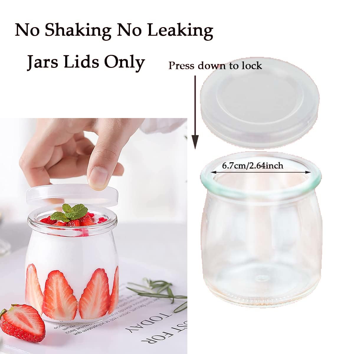 Oui Yogurt Jar Lids - 15PCS Yogurt Container Lids Clear Plastic Yogurt Jar Lids Replacement Covers for Oui Yogurt Jars for Glass Jars Containers