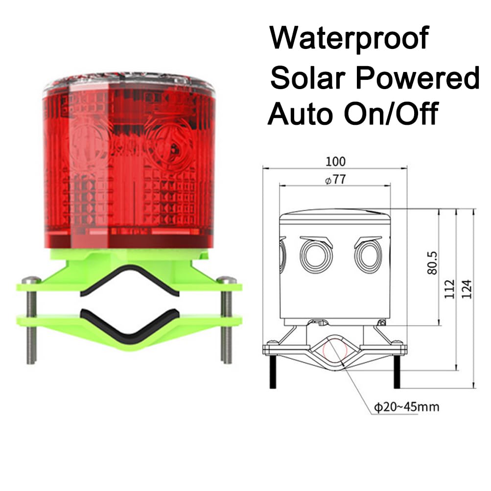 Aolyty Solar Strobe Warning Light IP54 Waterproof LED Flashing Safety Light Bright Warning Lamp Outdoor for Construction Traffic Dock Marine Beacon Road Signs (White)