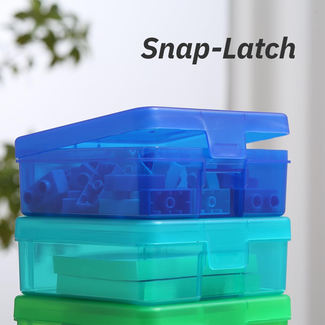 Naivees Organizing Container with Latching Lids,Stackable Plastic Empty Storage Boxes for Office,Lego,Crayon and Other Craft Projects (18 Pack-Color)