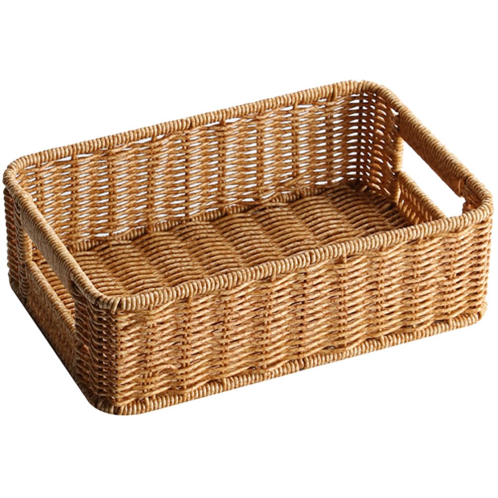 VOSAREA Wicker Baskets Rattan Woven Baskets Seagrass Storage Baskets for Shelves Rectangular Basket Rattan Toilet Tank Basket