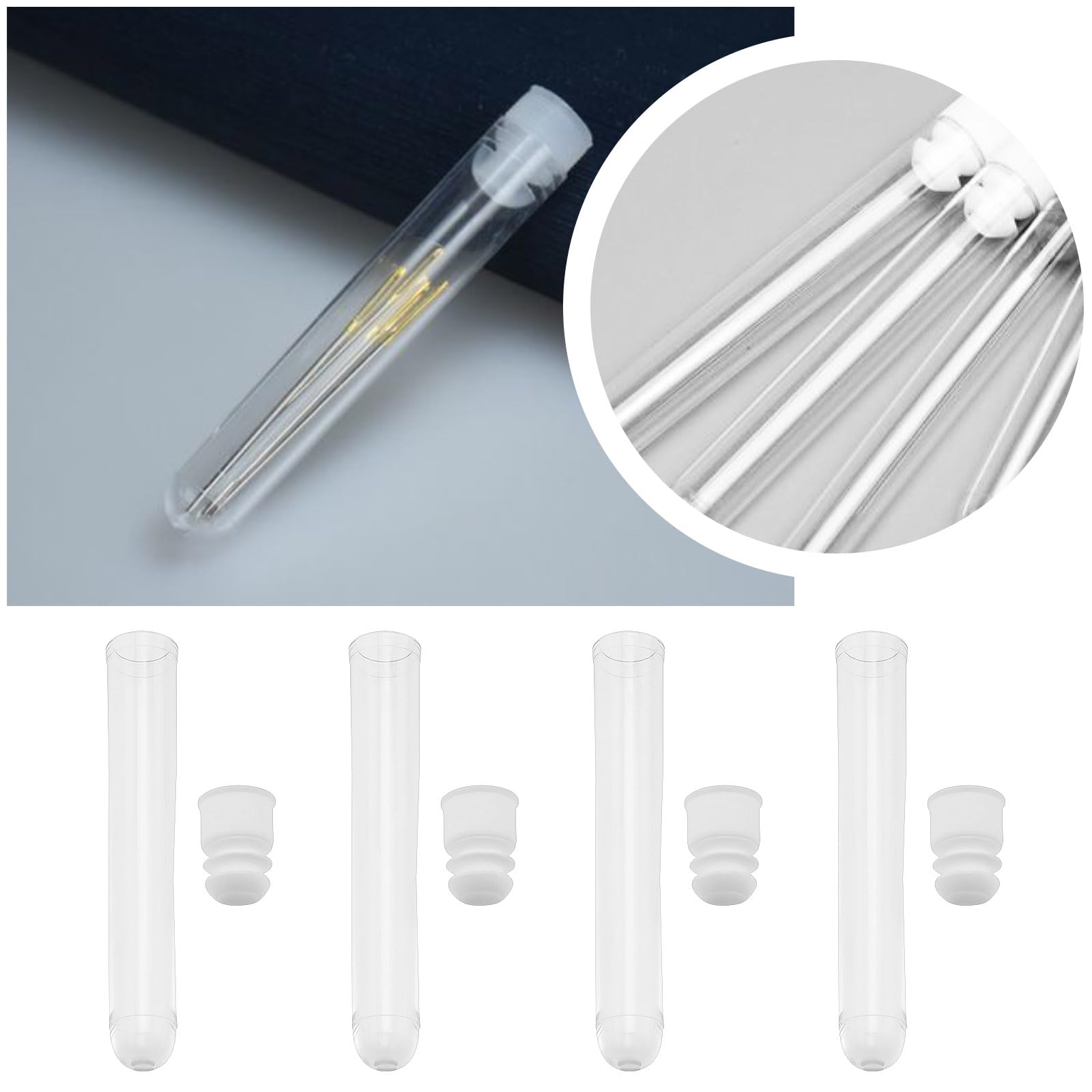 The Lord of the Tools 10PCS Sewing Needles Container Transparent Plastic Needle Storage Container Needlework Tool with Cap Sewing Embroidery Accessories 8.72×1.2cm