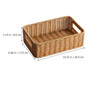 VOSAREA Wicker Baskets Rattan Woven Baskets Seagrass Storage Baskets for Shelves Rectangular Basket Rattan Toilet Tank Basket