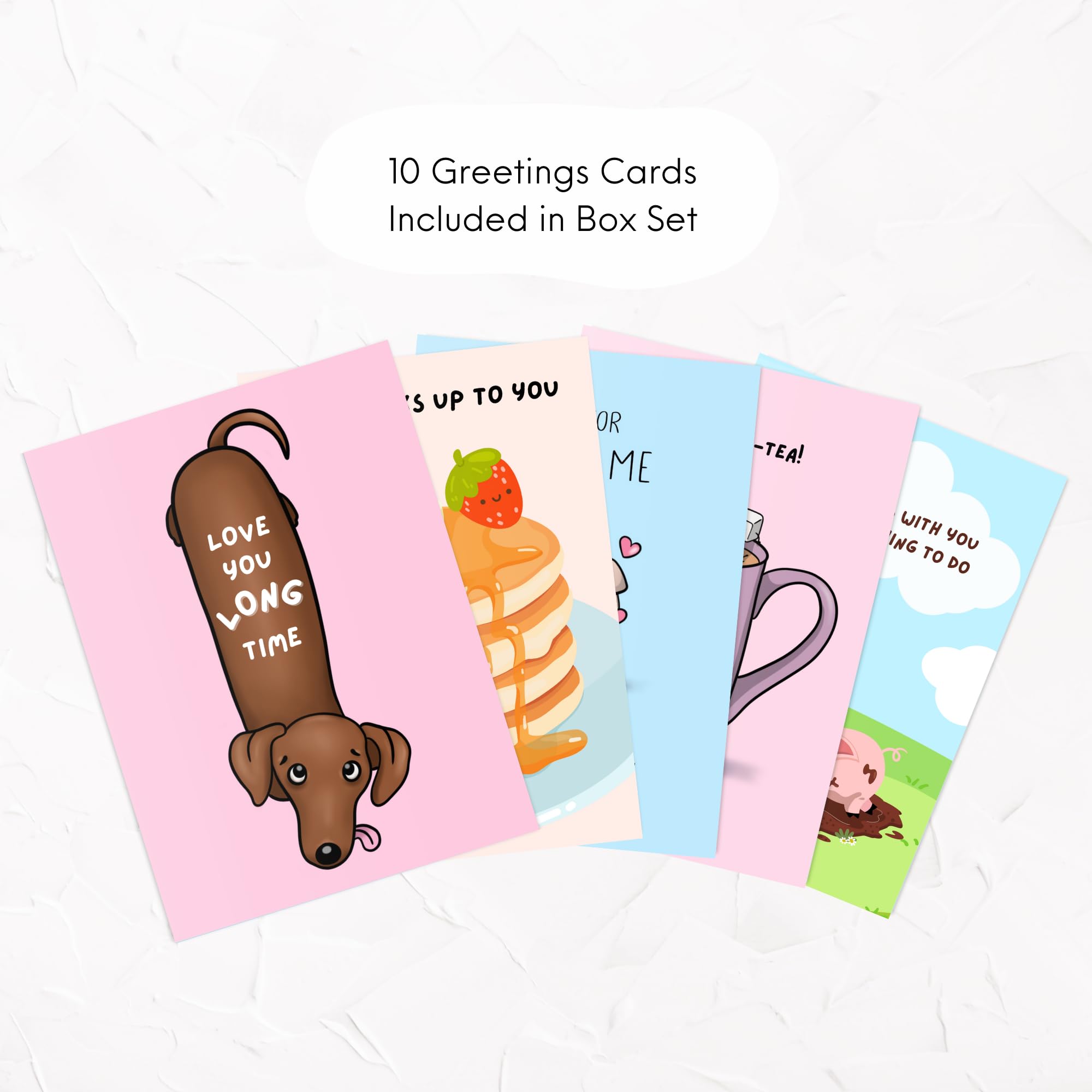 ALY LOU Cute Anniversary Card, Birthday Card for Her Him/Girlfriend Wife/Husband Boyfriend, Friendship Thank You Kawaii Greeting Card (10 CARDS - Boxed Set of 10 Cards - Cute/Funny)