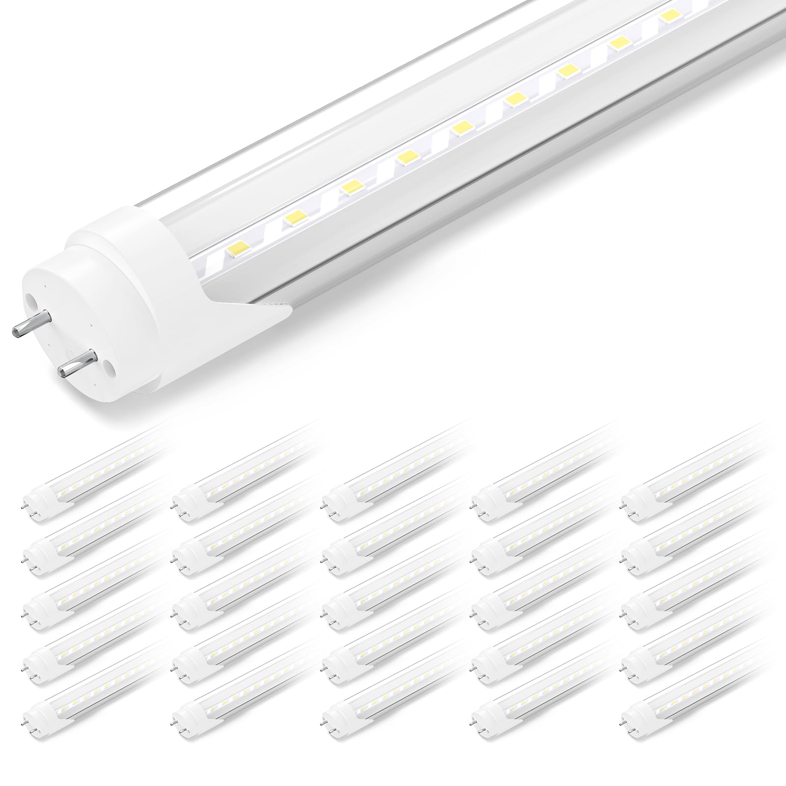 SHINESTAR 25-Pack T8 LED Bulbs 4 Foot, Ballast Bypass, Tube Lights 18W 2200LM, 5000K Daylight, T8 T10 T12 LED Replacement for Fluorescent Tubes, Dual-end, 2 pin G13 Base, Clear Cover