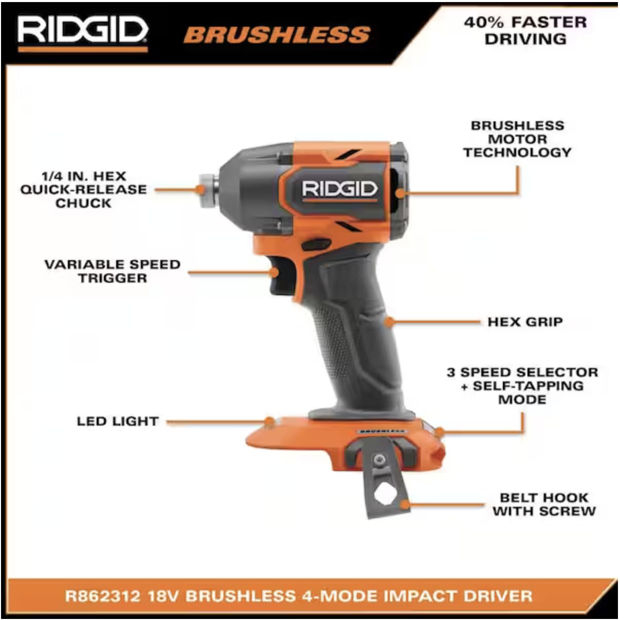 RIDGID 18V Brushless 2-Tool Combo Kit with 6.0 Ah and 4.0 Ah MAX Output Batteries, Charger and Hard Case