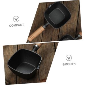 BRIGHTFUFU Square Small Iron Pot with High Heat Oil Mini Pancake Pan Induction Pans for Cooking Omlette Pan Milk Steaming Frying Pan Non Stick Pans Cooking Pans Nonstick Egg Hot Pot Wooden