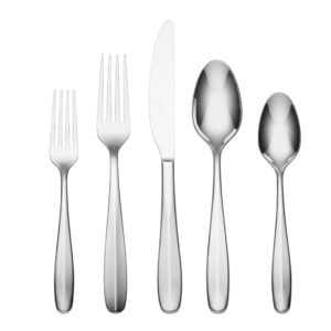 oneida oakwood piece everyday flatware set, 20 count, metallic