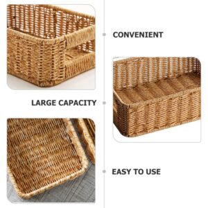 VOSAREA Wicker Baskets Rattan Woven Baskets Seagrass Storage Baskets for Shelves Rectangular Basket Rattan Toilet Tank Basket