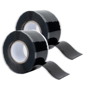 sidazon 2 rolls self fusing silicone tape 1in x10ft waterproof rubber tape, water hose leak seal tape, rescue tape,pipe plumbing hose repair tape for cable insulating strech wrap seal black,grip tape