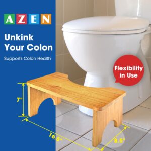 AZEN Toilet Stool Squat Adult, Wood Poop Stool for Bathroom Adults, Portable Toilet Potty Stool for Adults, 7 Inch Height