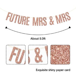 MonMon & Craft Future Mrs & Mrs Banner - Lesbian Engagement - Girl's Wedding - Lesbian Bridal Shower - Bachelorette Party Decorations Supplies - Rold Gold Glitter