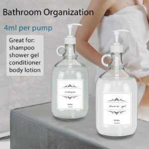 2 Pack Laundry Detergent Dispenser with Pump and Lid, 64 Oz Glass Bottles for Laundry Room Organization and Storage, Fabric Softener Dispenser for Washer