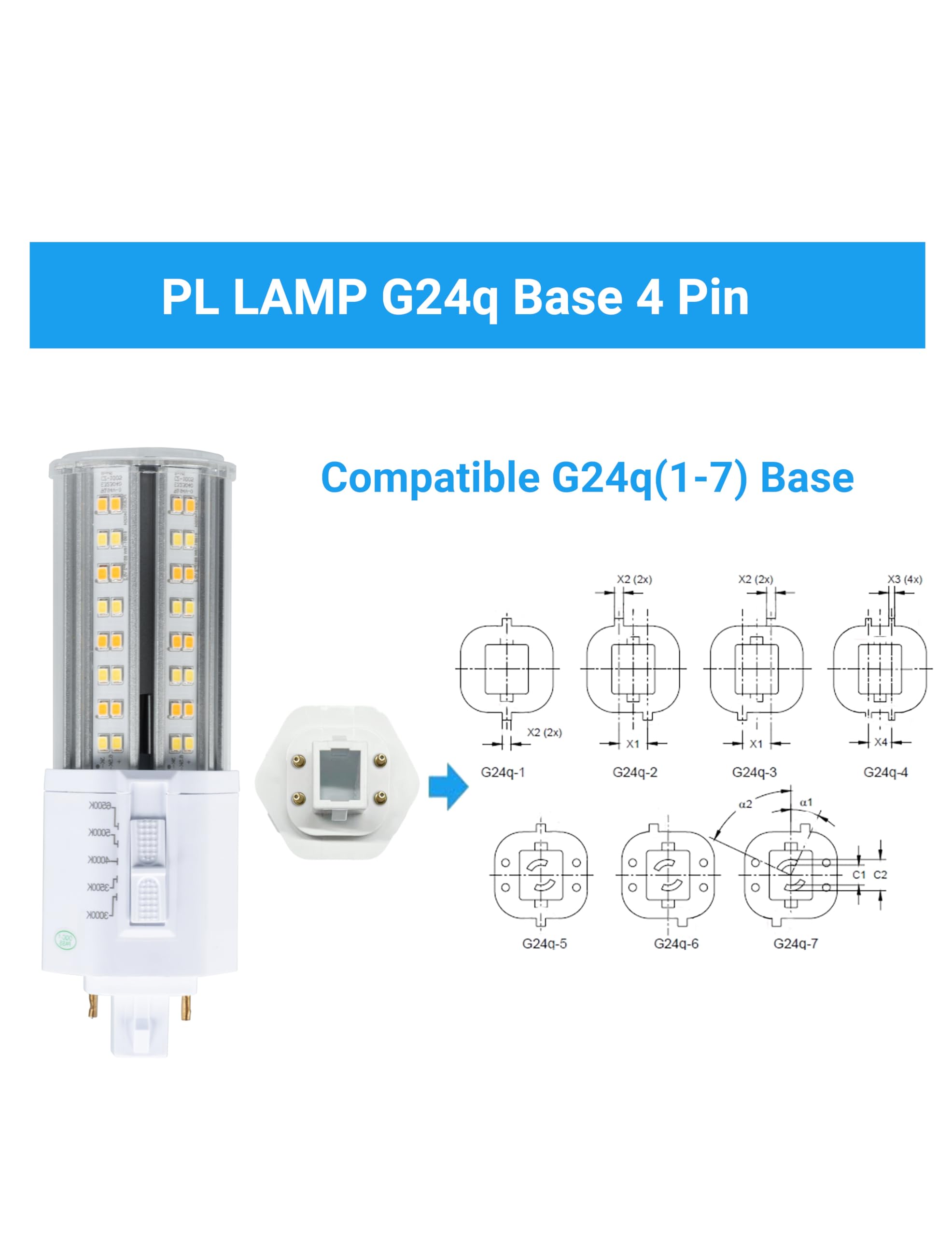 IDO LED G24q 4-Pin Light Bulb 14W 2000Lumens 32W Compact Fluorescent Lamp Replacement (Remove/Bypass The Ballast)