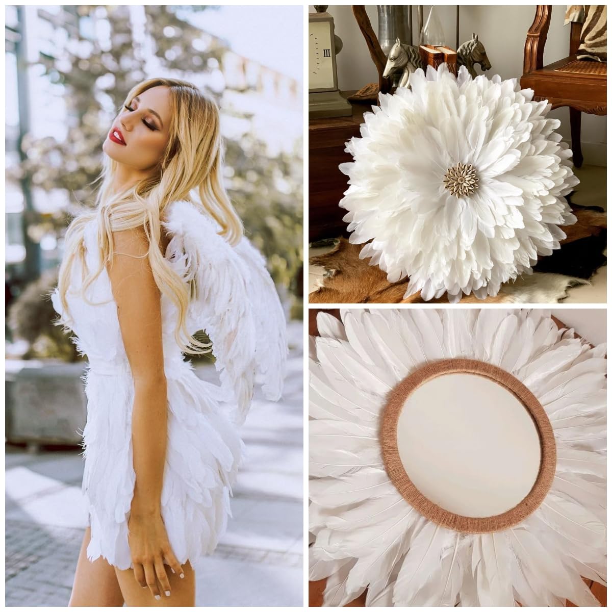 Holmgren White Craft Goose Feathers - 200pcs 5-6inch White Feathers for DIY Crafts Dream Catchers, Angel Wings and Wedding Party Christmas Home Decoration (White)