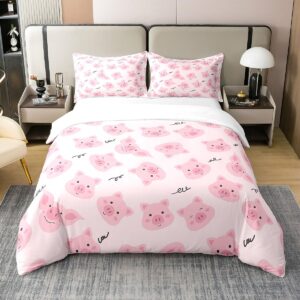 pink pig 100% nature cotton bedding set twin size cute pigs duvet cover with 1 pillow sham kawaii farm animal comforter cover set decorative 2 pcs