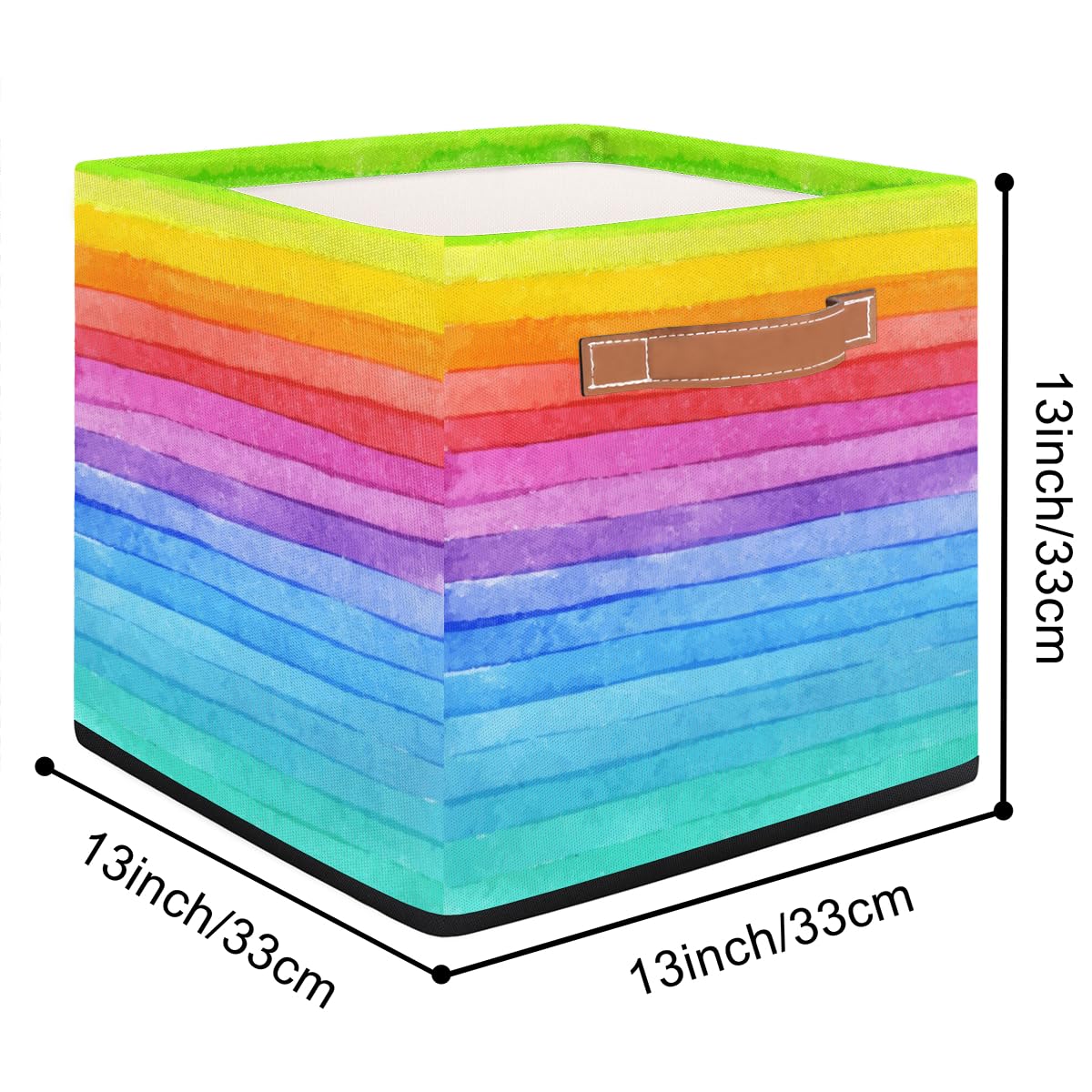 13x13x13 Storage Cube Bins Cute Rainbow Storage Cubes 13 inch Collapsible Storage Bins Cubby Storage Baskets for Organizing Shelf Cabinet Bookcase Boxes