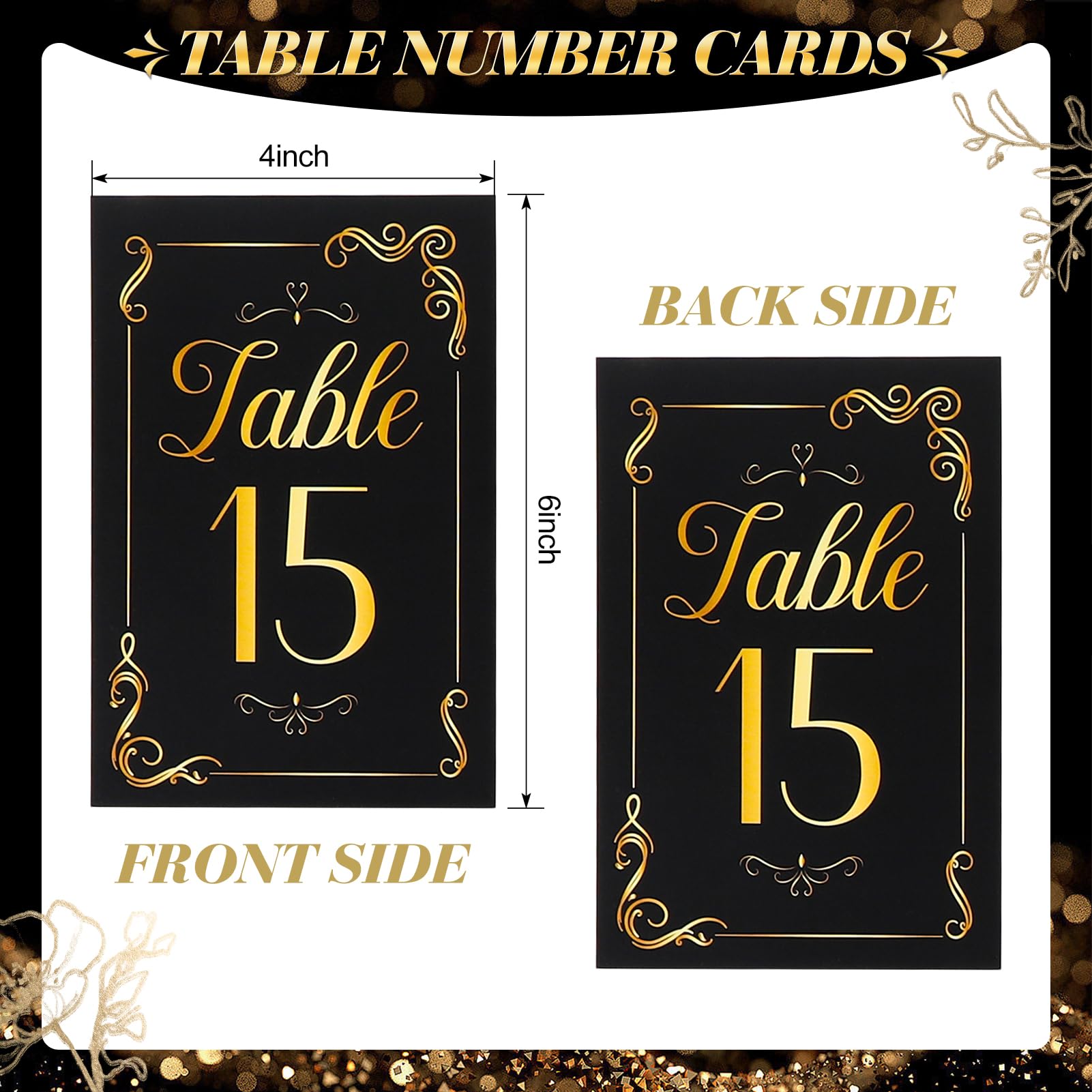 Hoemwarm 31 Sets Table Number Cards with Holders, Gold Black Table Numbers 1-30 and Head Table Holder 2 Inch Wedding Table Numbers Stand Place Card for Restaurants Party Centerpieces