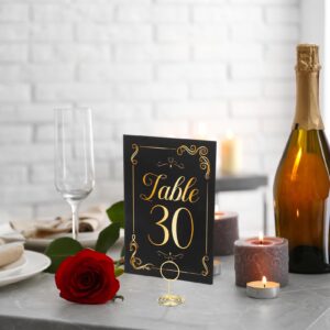 Hoemwarm 31 Sets Table Number Cards with Holders, Gold Black Table Numbers 1-30 and Head Table Holder 2 Inch Wedding Table Numbers Stand Place Card for Restaurants Party Centerpieces