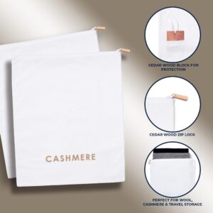 Cashmere Wool Sweater Storage Bag Pouch Set with integrated Cedar Wood