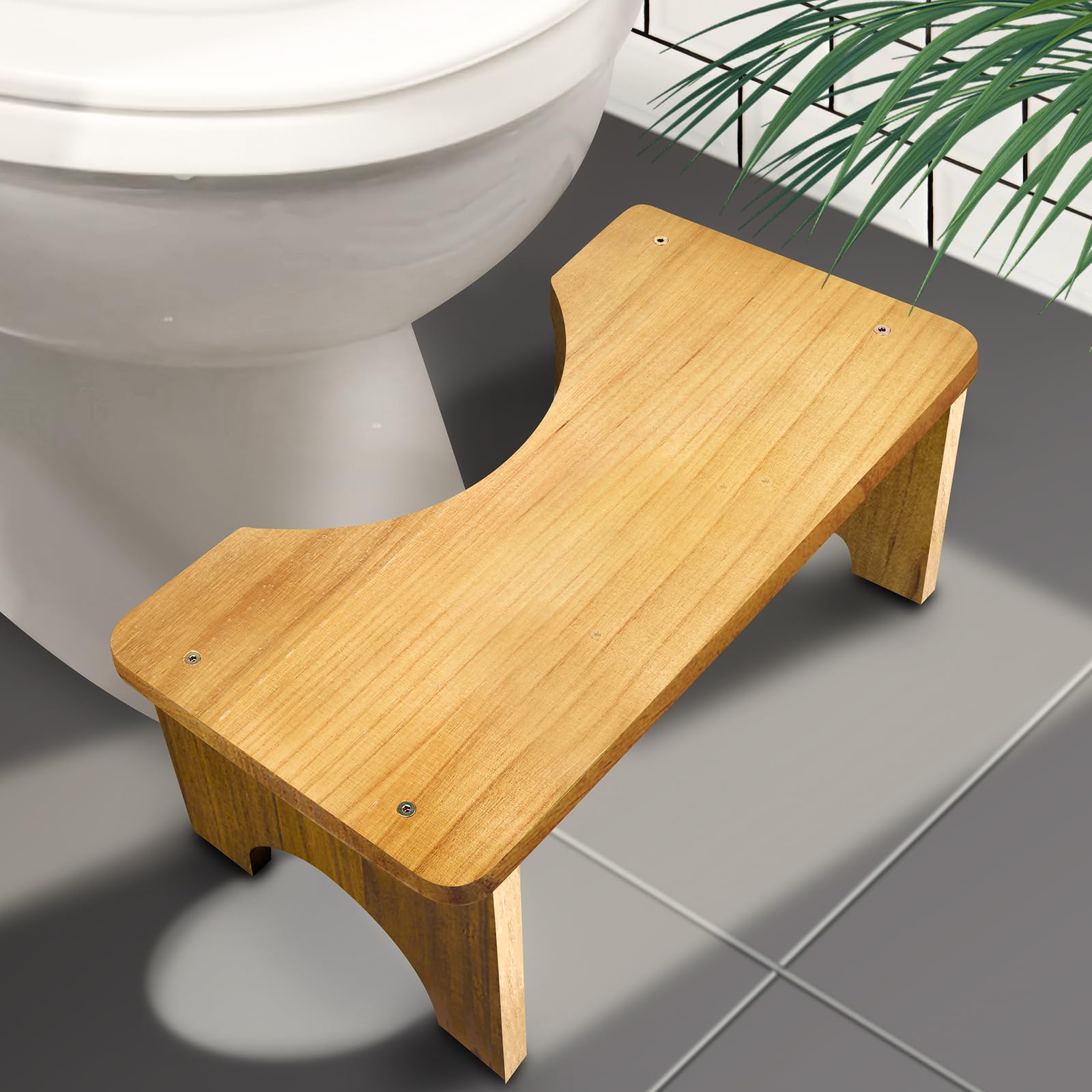 AZEN Toilet Stool Squat Adult, Wood Poop Stool for Bathroom Adults, Portable Toilet Potty Stool for Adults, 7 Inch Height