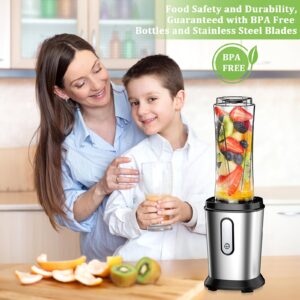 Upgrade Electric Smoothie Blender, Mini Small Personal Blender for Shakes & Smoothies, with 2 Portable 20oz Tritan Bottles, BPA-Free Juice Bullet Blender, 4 Powerful Blending Stainless Steel Blades