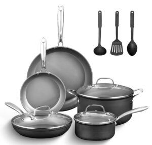 granitestone 13 pc ceramic pots and pans set non stick cookware set, kitchen cookware sets, pot and pan set, hard anodized ceramic cookware set, nonstick cookware set, dishwasher safe