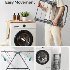 SONGMICS Small Clothes Drying Rack, Foldable 2-Level Laundry Drying Rack, Space-Saving, for Small Clothes, Towels, Bathroom, Balcony, 17.3 x 39.8 x 19.7 Inches, Dove Gray ULLR504G01