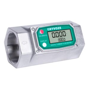 gryvoze 2 inch npt digital flow meter, 15.8-132 gpm inline fuel turbine flowmeter with lcd display for water, diesel, gas oil, gasoline, and other liquids - supports gallon, qts, pts, l, m³