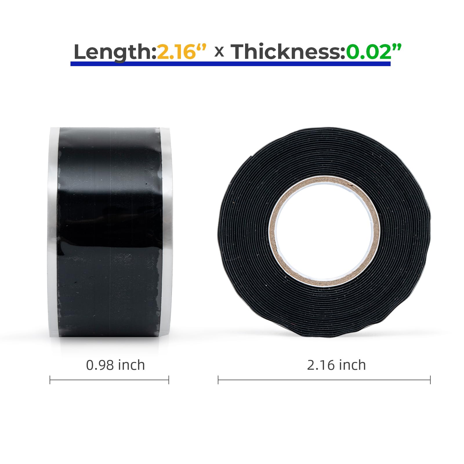 SIDAZON 2 Rolls Self Fusing Silicone Tape 1in x10ft Waterproof Rubber Tape, Water Hose Leak Seal Tape, Rescue Tape,Pipe Plumbing Hose Repair Tape for Cable Insulating Strech Wrap Seal Black,Grip Tape