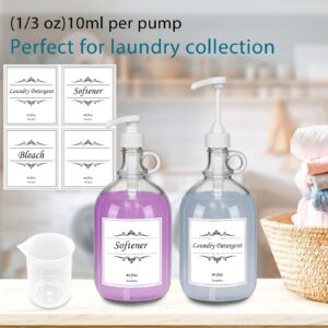 2 Pack Laundry Detergent Dispenser with Pump and Lid, 64 Oz Glass Bottles for Laundry Room Organization and Storage, Fabric Softener Dispenser for Washer