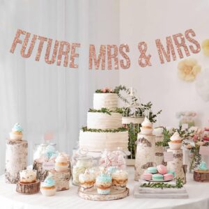 MonMon & Craft Future Mrs & Mrs Banner - Lesbian Engagement - Girl's Wedding - Lesbian Bridal Shower - Bachelorette Party Decorations Supplies - Rold Gold Glitter