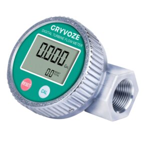 gryvoze 3/4 inch digital diesel fuel flow meter, emi protection, waterproof, 1-13.2 gpm inline npt thread fuel meter for water, diesel, gas oil, gasoline, kerosene, methanol, and other liquids