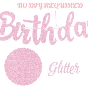 Fairy Birthday Party Banner Glitter Pink Fairies Birthday Party Decorations Fairy First Party Banners Fairy Birthday Cutout Banner for Fairy Garden Baby Shower Supplies