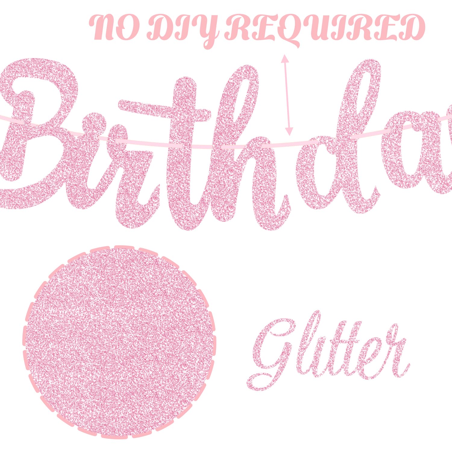 Fairy Birthday Party Banner Glitter Pink Fairies Birthday Party Decorations Fairy First Party Banners Fairy Birthday Cutout Banner for Fairy Garden Baby Shower Supplies