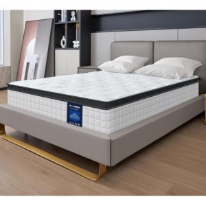 g laxia 12 inch white queen spring mattress,medium firm with gel memory foam,individually pocketed coil,fiberglass-free fire retardant certipur-us certified,80"*60"*12"