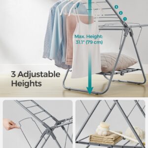 SONGMICS Small Clothes Drying Rack, Foldable 2-Level Laundry Drying Rack, Space-Saving, for Small Clothes, Towels, Bathroom, Balcony, 17.3 x 39.8 x 19.7 Inches, Dove Gray ULLR504G01