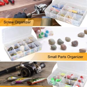 Qudqju Tackle Box Organizer Plastic Organizer Box with Dividers Bead Organizer Box Container Clear Snackle Box Container Large 15 Grid Box Organizer