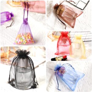 Hopttreely 50PCS Sheer Organza Bags, Wedding Favor Bags with Drawstring, 4x6 inches Jewelry Gift Bags for Party, Jewelry, Festival, Makeup (Mixed Color)