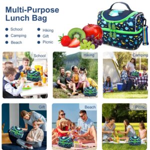 RHCPFOVR Kids Lunch Bag - Double - Decker Cooler Insulated Lunch Box for Boys Girls,Washable Lunch Bag with Strap and Reusable Toddler Lunchbox for School and Daycare