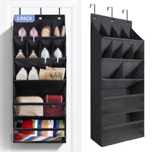 fentec 2 pack over the door shoe organizers, hanging shoe organizers with large pocket shoe holder hanging shoe rack for closet shoe organizer for wall, over door organizer with 30 pockets, black